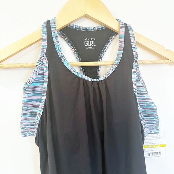 NEW Athleta Girl SpaceDye Racer 2 in 1 tank sz L (12) - Picture 2 of 7